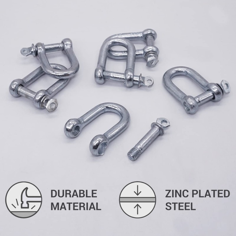 (Pack of 10) Galvanised Steel Shackles 8mm Shackle Clip with