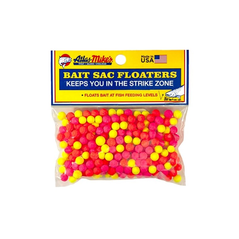 Atlas Mike's Assorted Bait Sac Floaters, Red/Yellow/Pink/Orange