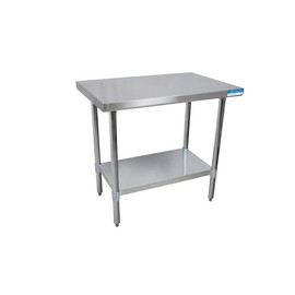 BK Resources VTT-3024 18 Gauge Stainless Steel Flat Top Table with Galvanized Undershelf and Legs, 30" x 24", 34.75" Height, 24" Width, 30" Length