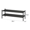 Black 2-Tier Long Stackable Bamboo Wood Shoe Rack for Closet,