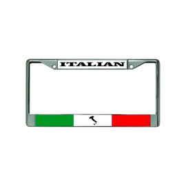 digiart ITALIAN ITALIA ITALY FLAG Chrome Metal Car License Plate Frame