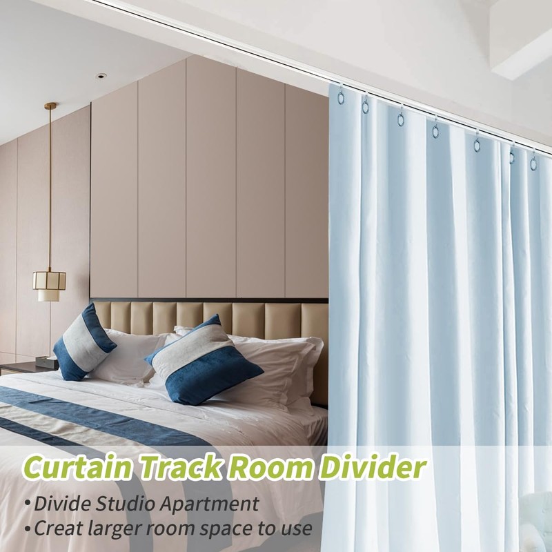 KOLAKO Ceiling Curtain Track, (3Ft-9Ft) Aluminum Curtain Track Wall Mount