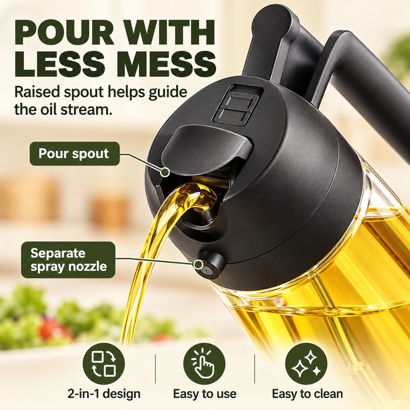 2 in 1 Oil Sprayer and Dispenser – 16.9 fl