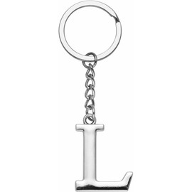 LUODAN Key Ring Gift for Men and Women, Silver A-Z 26 Letter Initial Letter Pendant Keyring - Gift Sisters Friendship Gift Ideas Best Friend Birthday, l