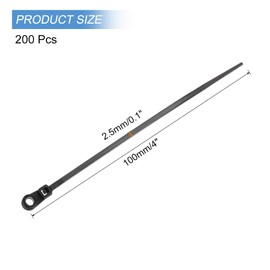 sourcing map 200PCS Black Zip Ties with Screw Holes 4 Inch Nylon Mount Head Cable Zip Ties Wire 17 lbs for Home Garden Indoor Outdoor