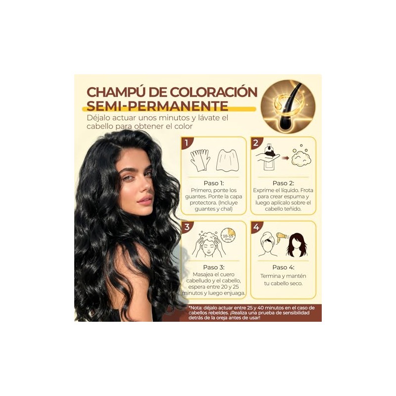 Hair Dye Shampoo Black Tinte Cubrir Canas Semi Permanent Color