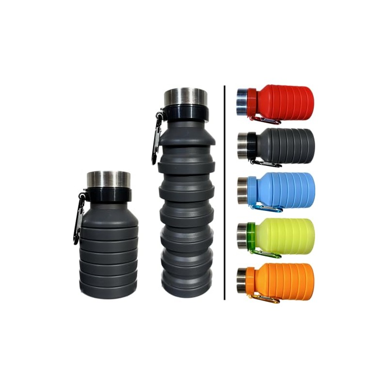 Botella de agua plegable de silicona congelable (negro)