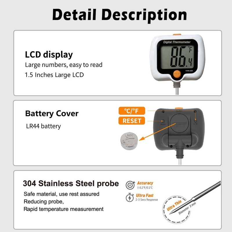 Candy Thermometer for Candy Making with Pot Clip,Best Instant Read