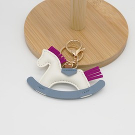 Moydolo PU leather Pony keychain pendant Rocking Horse Charm Key Chain Ring Gift for Women Handbags Purse Car Accessories