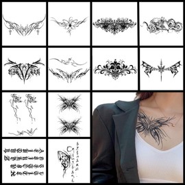 12 Láminas De Tatuajes Temporales Para Adultos, Tatuajes Semipermanentes De Larga Duración, Resistentes Al Agua, Que Duran De 1 A 2 Semanas. Kit De Tatuajes Temporales Para Mujeres Y Niñas