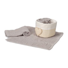 CASA TESSILE Tortora Bathroom Wash with Fabric Basket Set of 4 Susanna Wash Cloths 30 x 30 cm Small Face Towels and Bidet