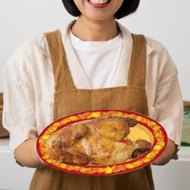 2 Thanksgiving Oval Platter, Turkey Serving Platter, Melamine Thanksgiving Dishes, Fall Harvest Leaves and Turkey Tray, Kitchen wall decor, Oval Platter for Serving Food, 2 Serving Platters in Total