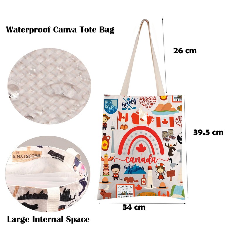 FEELMEM Canada Trip Tote Bag Canada Travel Reusable Shopping Bag