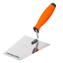 Mivos Masonry Trowel Trapezoidal Trowel 160 mm Stainless Steel - Rustproof Plastering Trowel 160 mm x 75 mm with Soft Grip - Trapezoidal Smoothing Trowel for Masonry Work - Made in EU