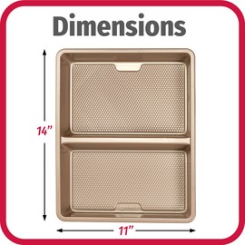 GoodCook 11x14-Inch Nonstick Divided Baking Pan – 2-in-1 Textured Oblong Scratch-Resistant Carbon Steel Oven Pan for Meal Prepping & Sheet Pan Dinners