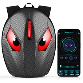 ILEDSHOW Motorcycle Backpack for Men, LED Backpack With DIY Programmable Full Color Screen, Hard Shell Large Capacity Waterproof Helmet Bag Laptop Backpack
