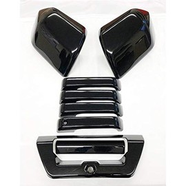 S SIZVER Ultra Finish Glossy-Black Series Combo Mirror+Handle+Tailgate Compatible with 2015-2017 Ford F-150