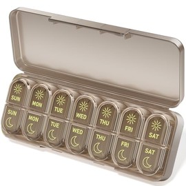 Betife AM PM Pill Organizer 7 Day, Weekly Pill Organizer Box 2 Times a Day | Portable Travel Pill Organizer, Cute, Easy Open, Airtight, Fashion, Dust-