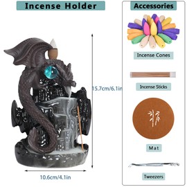 kiss me Handmade Waterfall Burner Incense Holder with 20 pcs Free Incense Cones for Home Office Decorate, Yoga Meditation