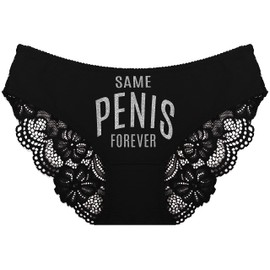 RhinestoneSash Bridal Shower Gift, Black Bride Panties - Silver Sparkle Arched Same Pen Is Forever Black Lace Inset Bikini Panty - Large - Black Panty(SPF SLV) Blk/Lrg