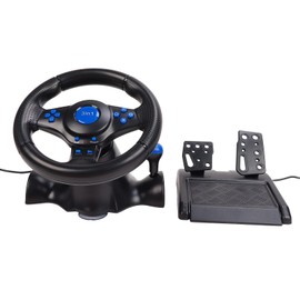 Hilitand Volante para Juegos con Pedales de Piso, Volante de Carreras con Rotación de 180 Grados para para, PC                                        
