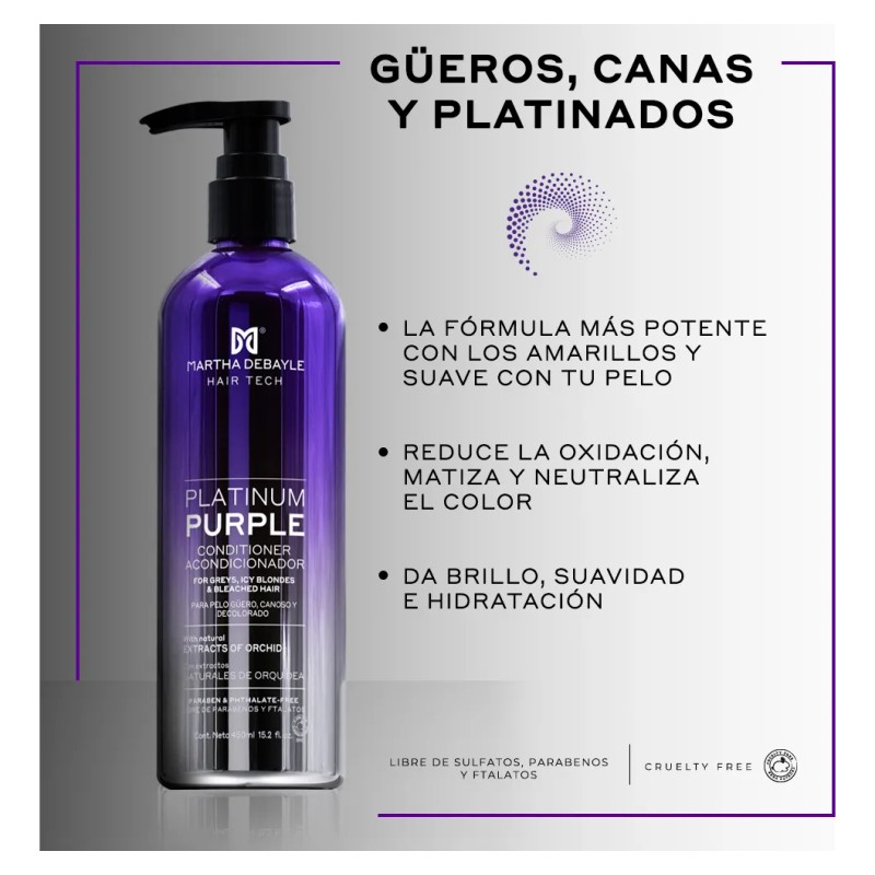 MARTHA DEBAYLE HAIR TECH Platinum Purple Acondicionador. Matiza y neutraliza.