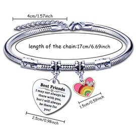 GUOSHENG Best Friend Bracelet Friends are Always Close at Heart Friendship Gifts Inspirational Bracelet for Women Girl on Birthday Gift Christmas Gift