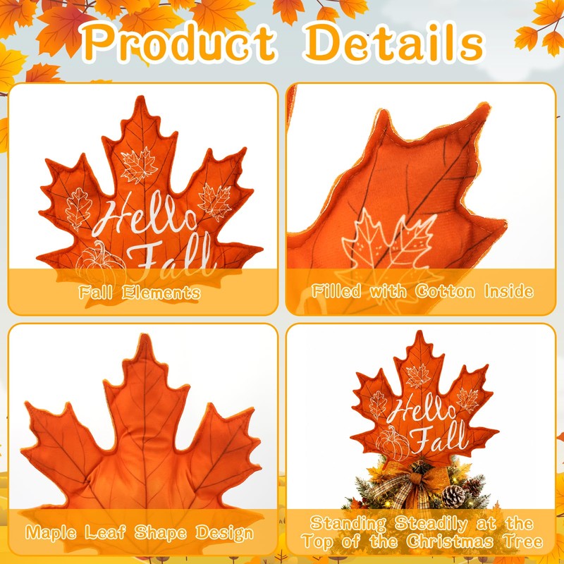 Fall Tree Topper Hello Fall Maple Leaf Tree Top Decor