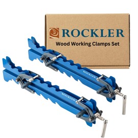 Rockler Mini Deluxe Panel Clamps (2-Pack) - Powerful Four-Way Pressure Cabinet Clamps - Sawtooth Pattern Mini Clamp Set w/Clamp Rails, Storage Rack & More - Great for Small Panel, Cutting Boards