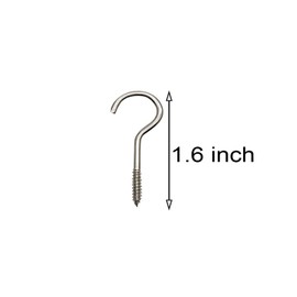 Silver 1 Inch Metal Cup Hook Round End Screw Hook Self Tapping Screw Hook 100 Pcs