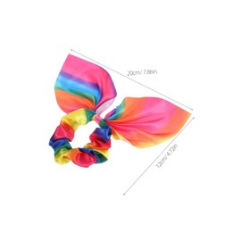 Baluue 2pcs Rainbow Rabbit Ear Hair Tie Bows for Girls Ponytail Holders Styling Accessories