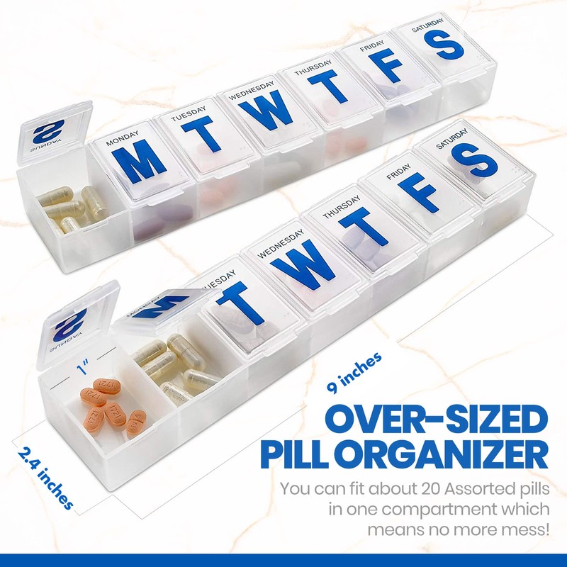 MEDca 7-Day Pill Planner - Extra Large Pill Organizer with