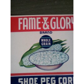 corn 10 Vintage Corn Can LABELS FAME & GLORY SHOE PEG CORN BRAND UNION MILL,MD. Mint