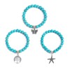 AMOR SPES 3pcs Turquoise Bead Bracelet Set for Women Men