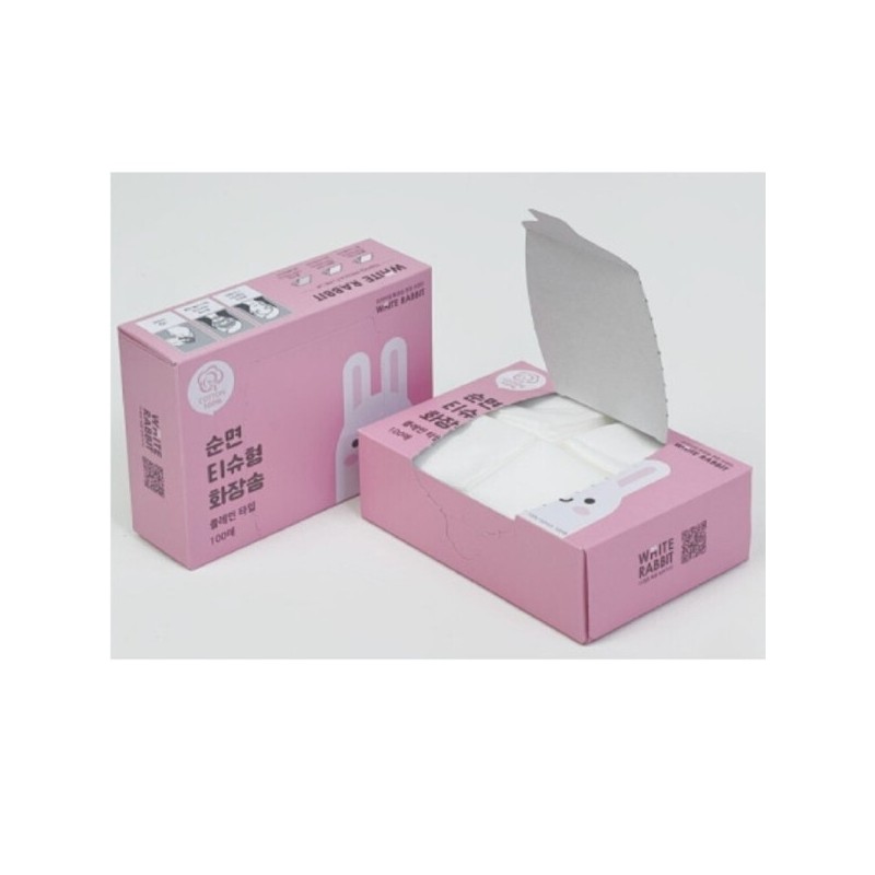 White Rabbit Tissue-type Plain Cotton Pads 100 Sheets x 5
