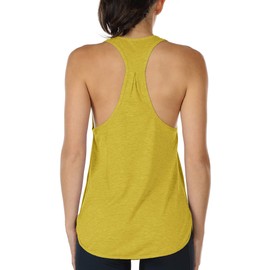 icyzone Workout Tank Tops for Women - Athletic Yoga Tops, Racerback Running Tank Top Loose Fit (L, Mustard)