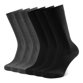 CLOSEMATE 6 Pairs of Men's Business Socks 39-42 43-46 Suit Socks Men's Socks Breathable Cotton for Men Black Pattern, 3Black+3Dark Grey, 43 - 46