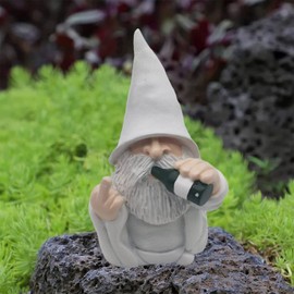 MINICAR Divertida estatua de gnomo de jardín para decoración al aire última intervensión, figura traviesa de mago para decoración de césped exterior