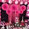 MOWO Hot Pink Paper Fans Hanging Decoration for Summer Birthday