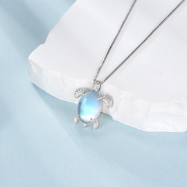 SLIACETE Sea Turtle Necklace Sterling Silver Tree of Life Compass Tortoise Pendant Holiday Beachy Mothers Day Jewelry Gift for Women Mom Ocean Lover, Sterling Silver, Moonstone