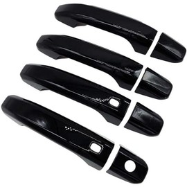 alittlepanda Glossy Black Plate Handle Cover Trim Overlay with 2 Smart Button Cutout Compatible with 2015-2022 Chevy Silverado 1500 / Sierra 1500 / Tahoe/Suburban/Yukon XL