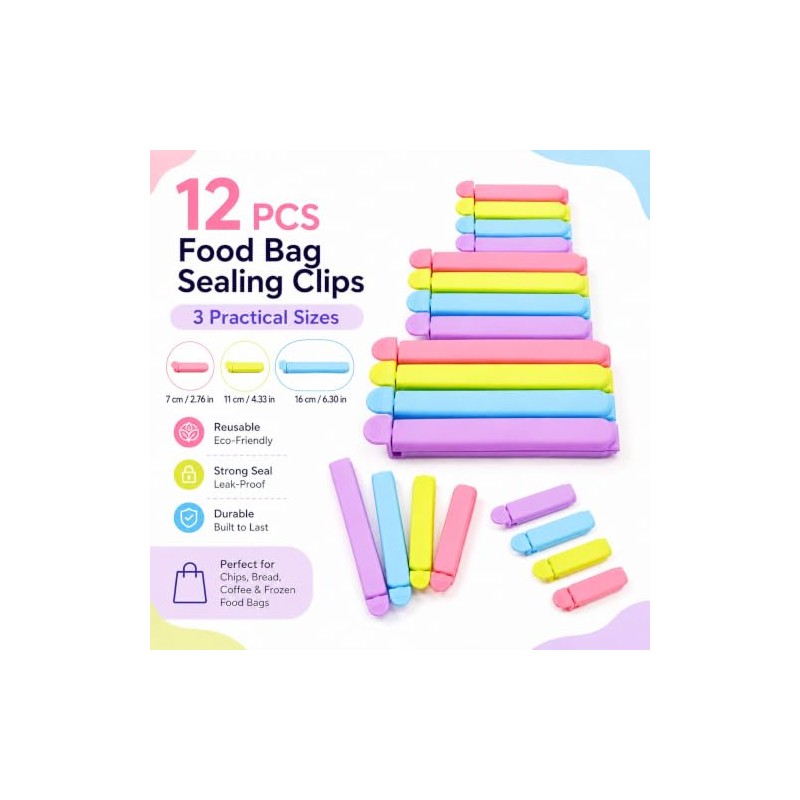 Tmflove - 12 clips de sellado para bolsas de alimentos