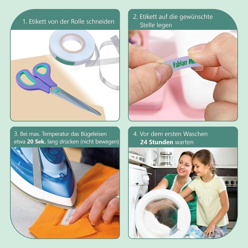 Kiwistar - 100 Name Badges for Clothes Roll 4 x