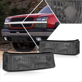 PM PERFORMOTOR Front Bumper Lights+Tinted Diamond Corner Signal Lamps Compatible with 03-07 Silverado/Avalanche