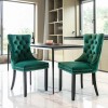 Modern Green Velvet Dining Chair with Button Tufted Back Nailhead