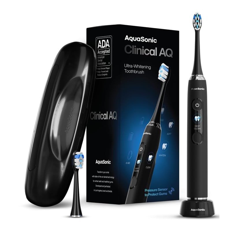Aquasonic Clinical AQ Ultra-Whitening Smart Toothbrush with Pressure Sensor, LCD