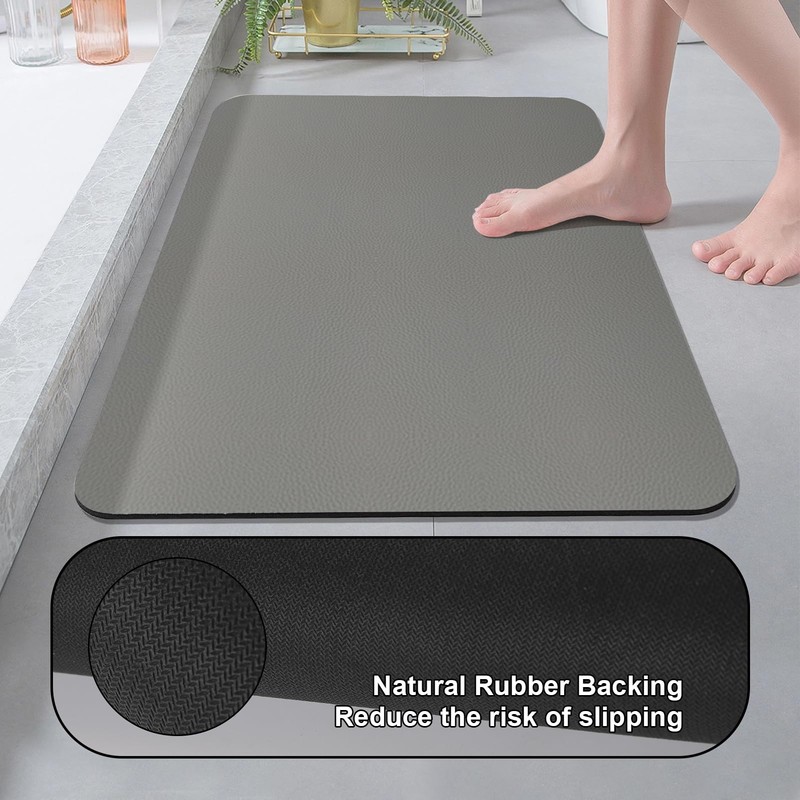 Bath Mat Super Absorbent Bathroom Mat, Rubber Non-Slip Ultra Thin