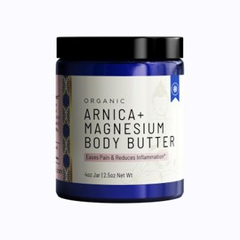 Organic Arnica + Magnesium Whipped Body Butter, 4 oz Jar, Extra Strength Formula with Premium Quality Magnesium Choride, Natural Comfort for Muscles & Joints, All-Natural