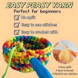Yarn for Crocheting,Easy Peasy Yarn,Beginner Yarn with Easy-to-See Stitches,Beginner Yarn for Crocheting,Beginner Crochet Yarn