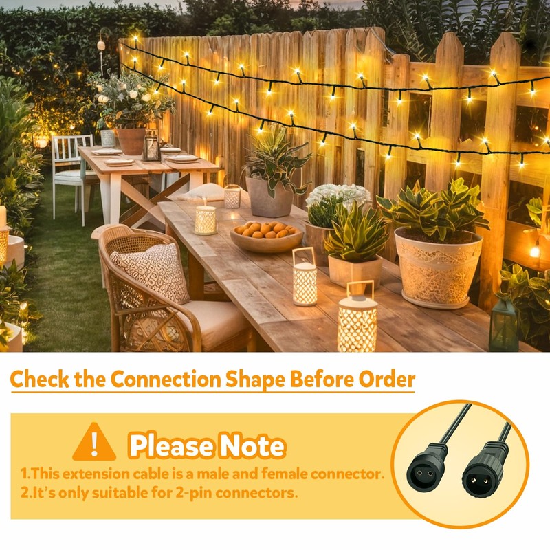 cshare Extension Cords for String Lights Inflatable Decorations, 2 Pin